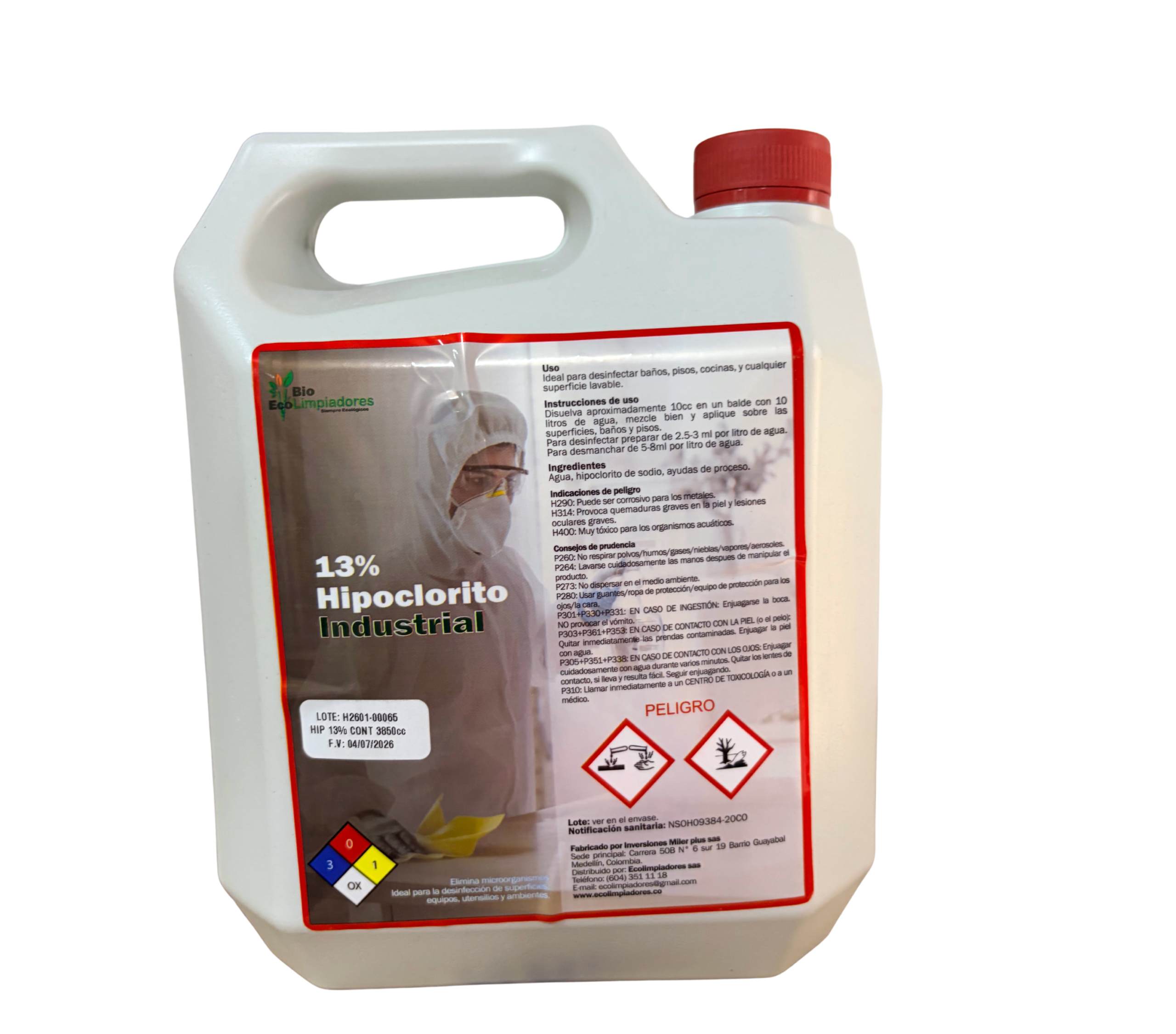 Hipoclorito al 13%: Hipoclorito de sodio al 13%