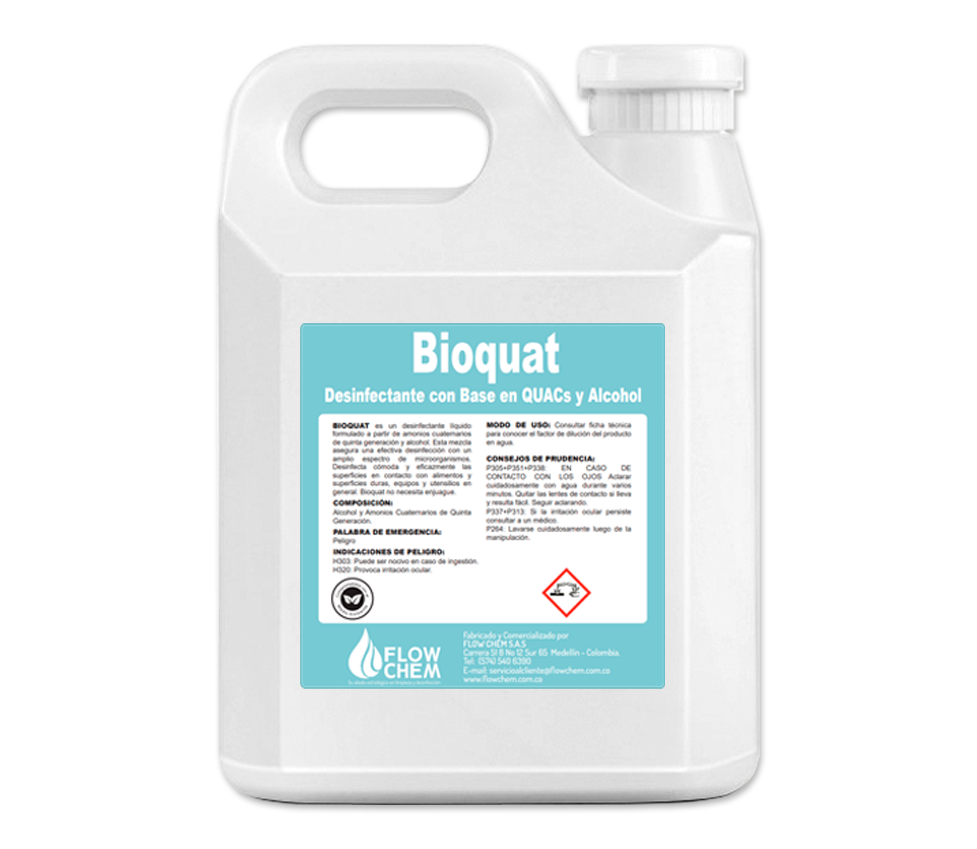 Bioquat: Desinfectante a base de Amonio cuaternario + alcohol